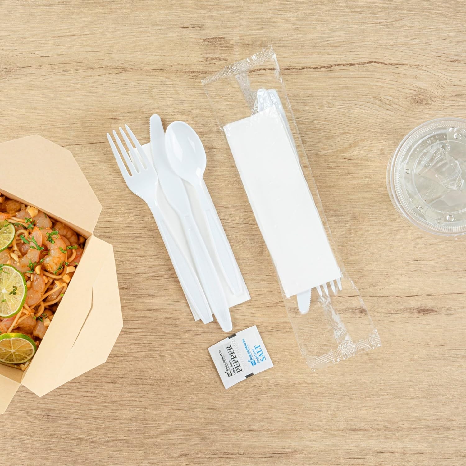 Restaurantware Utensil Kit 500 Pack of Plastic Cutlery Set Individually Wrappe