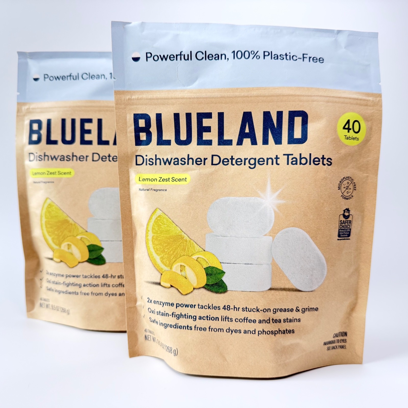 Blueland Dishwasher Detergent Tablets Lemon Zest Scent 2 Pack 40 Tablets Each
