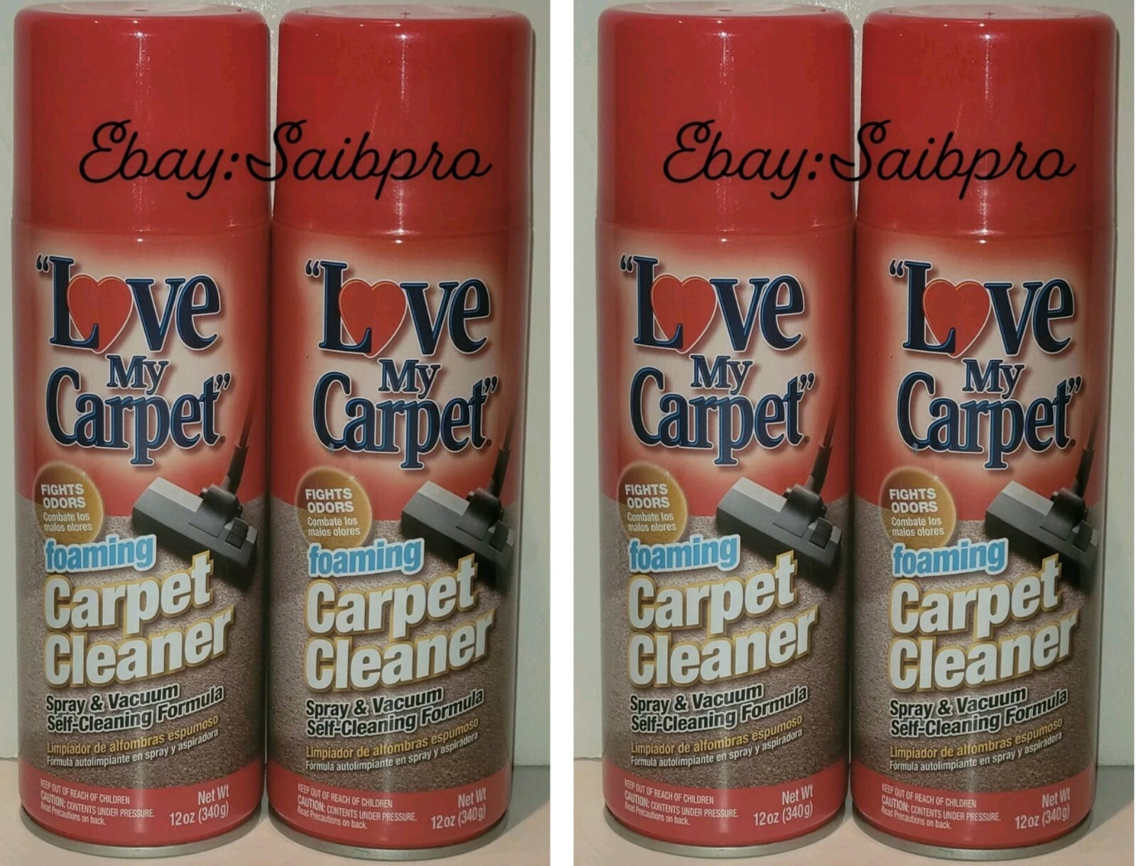 2 Pk Love My. Carpet Cleaner Foam 12 Oz Fights Odor Spray & Vacuum