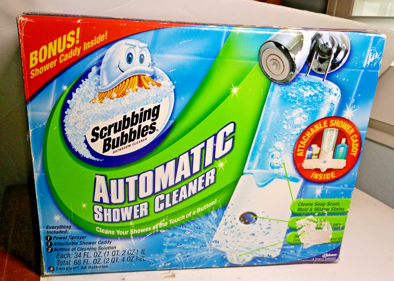 Scrubbing Bubbles Automatic Shower Cleaner Sprayer + 2 Refills + Caddy NEW