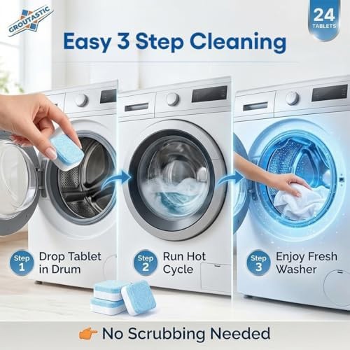 Washing Machine Cleaner Tablets 24 Count – Descaler & Deep Cleaner for Front …