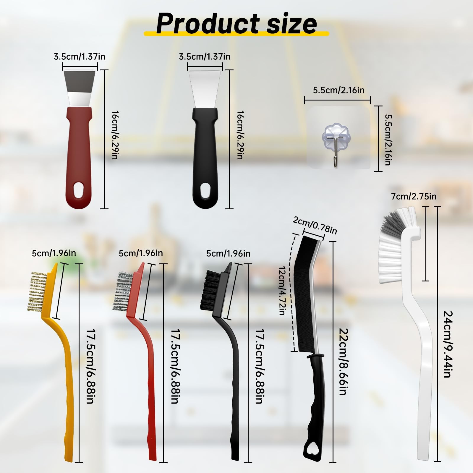 12Pcs Crevice Cleaning Brush Set, Hard Bristle Small Cleaning Brushes for Hou…