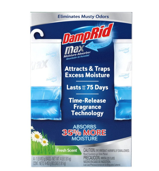 DampRid Max Moisture Absorber Hanging Bag 4pk Fresh Scent Closet