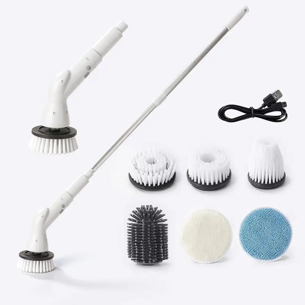 Wireless Electric Cleaning Brush 6-in-1 Rotary Scrubber 2000mAh Kitchen Bathroom