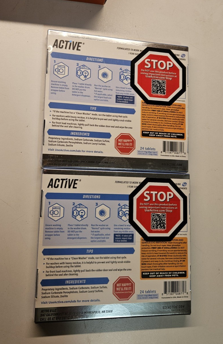 Active – Washing Machine Cleaner – 24 Tablet Pack – Lot of 2