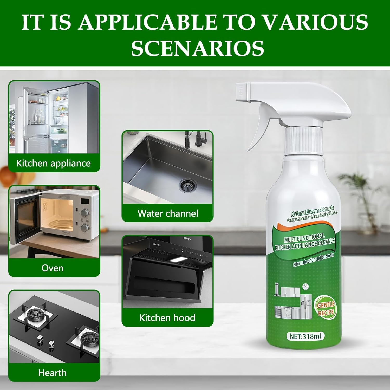 Kitchen Cleaner Remover Spray,Multifunctional Kitchen Appliance Cleaner,Kitchen