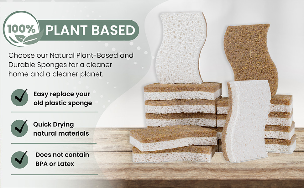 Natural Kitchen Sponge – Biodegradable Compostable Plant Based Coconut Scrubber