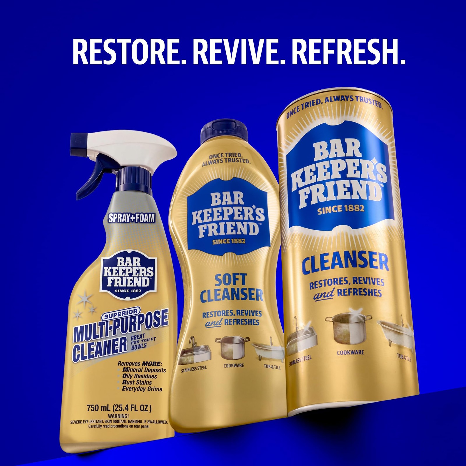 Bar Keepers Friend Powder Cleanser, 12 oz x 2, 12 Ounce (Pack of 2), coloress