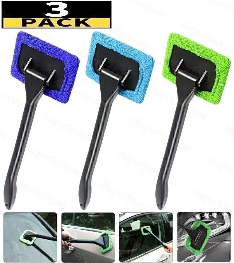 3 Pack Microfiber Car Wiper Cleaner Windshield Cleaning Tool Glass Brush