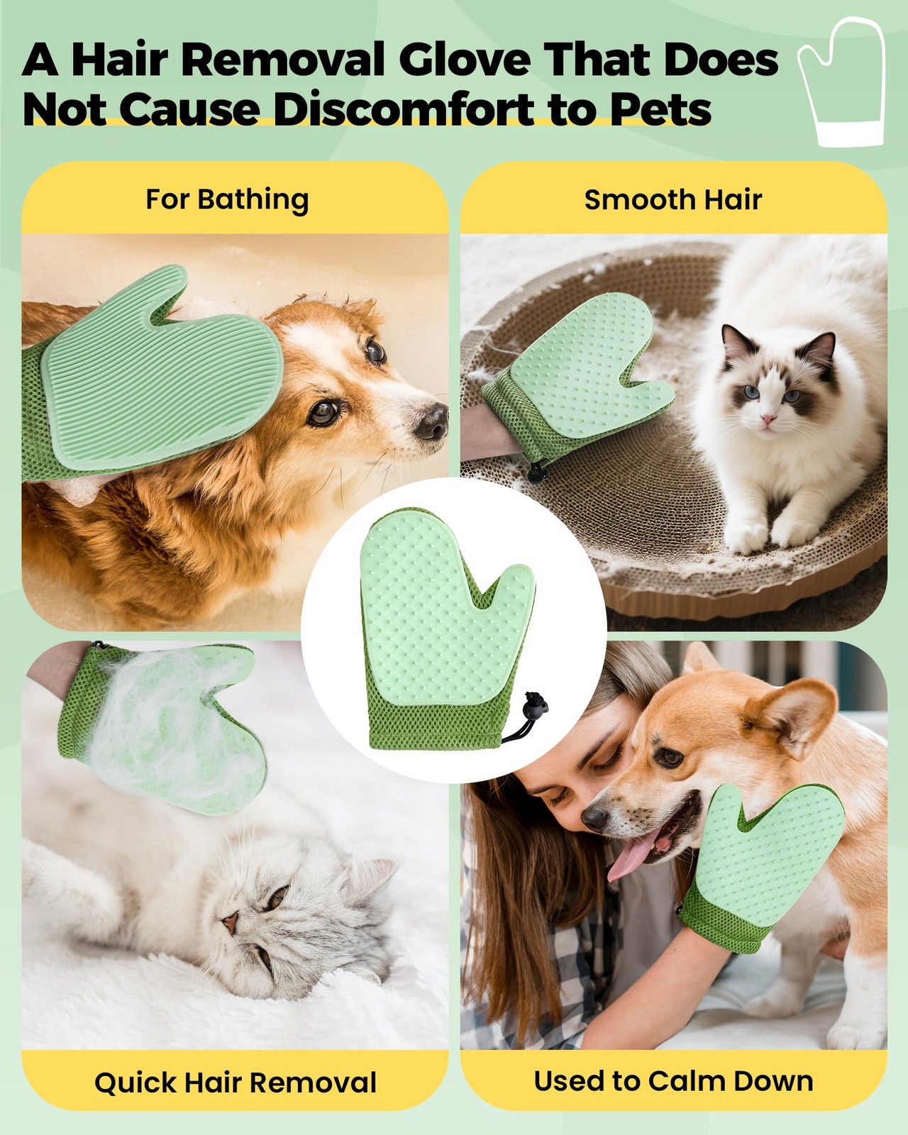 Carpet Rake for Pet Hair Removal Tool – 4 in 1 Pet Hair Remover Kit for Dog C…