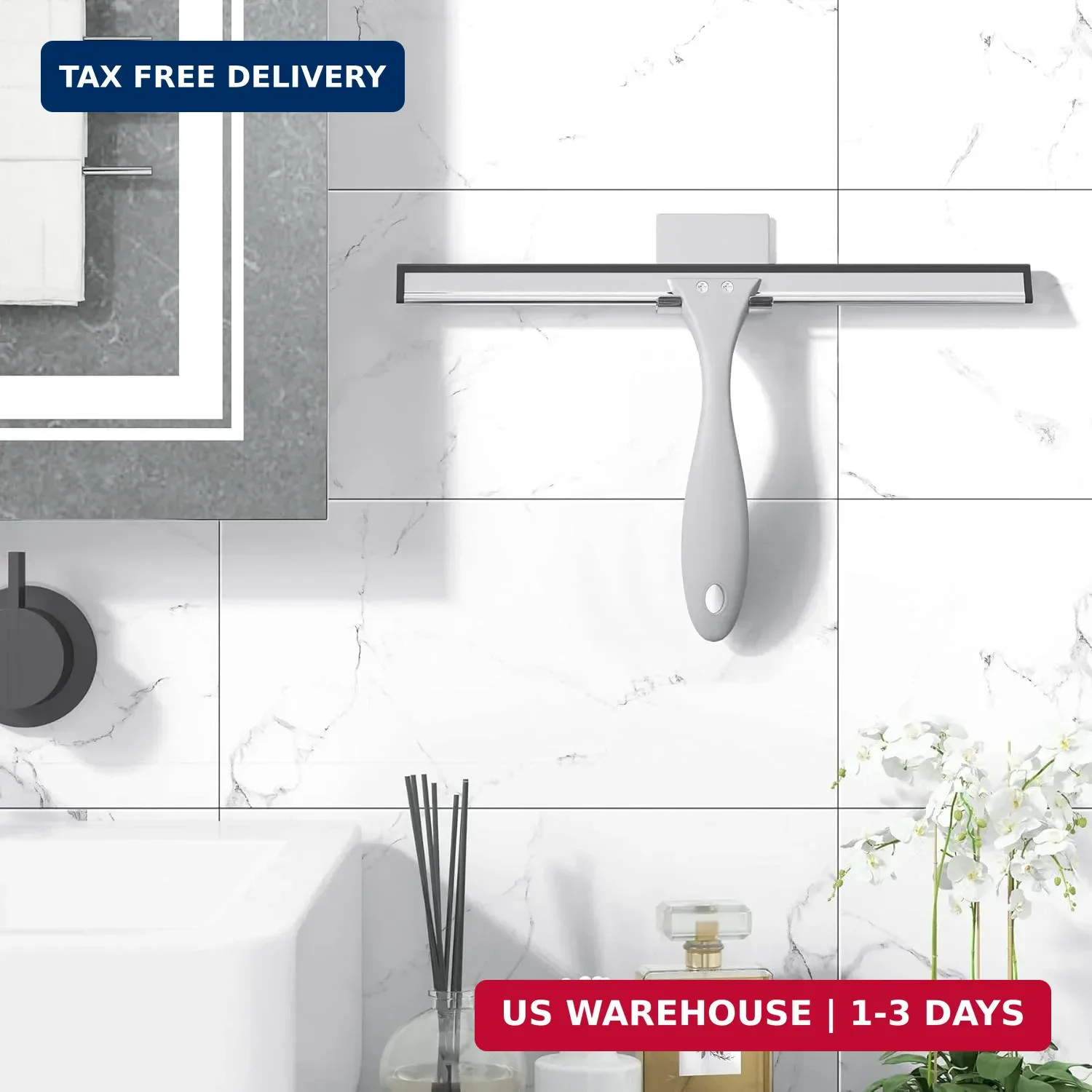 AmazerBath Squeegee for Shower Glass Doors – All-Purpose Squeegee with Hook for