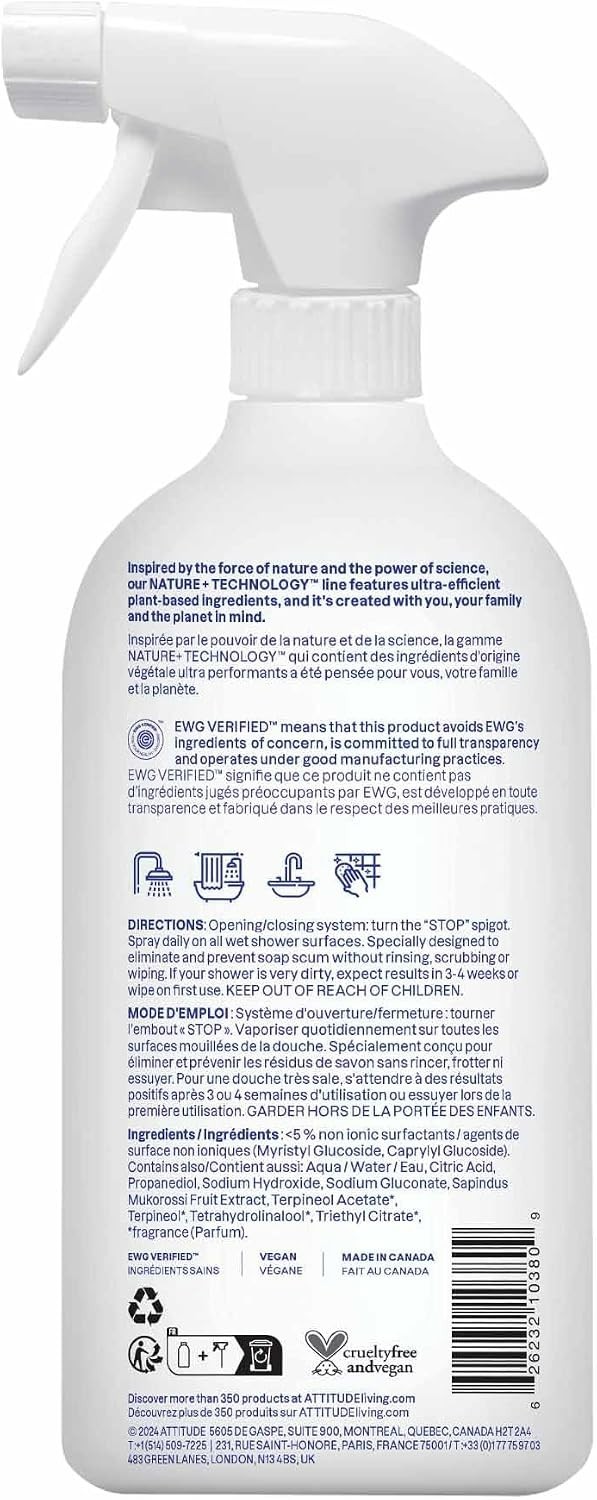 Plant-Based EWG Verified Shower & Tile Cleaner – 27.1 Fl Oz Formulation
