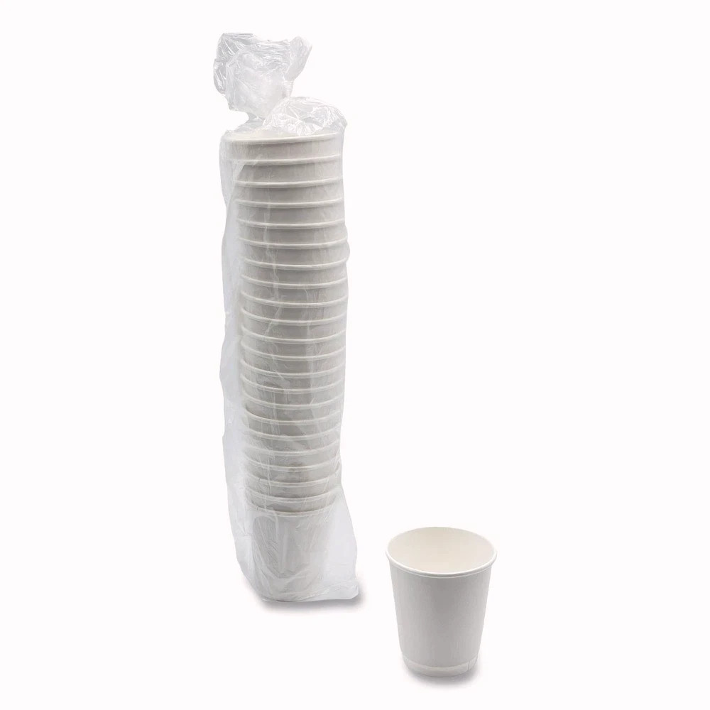 Boardwalk DW10HCUPPK 10 oz Double-Walled Paper Hot Cups – White (25/PK) New