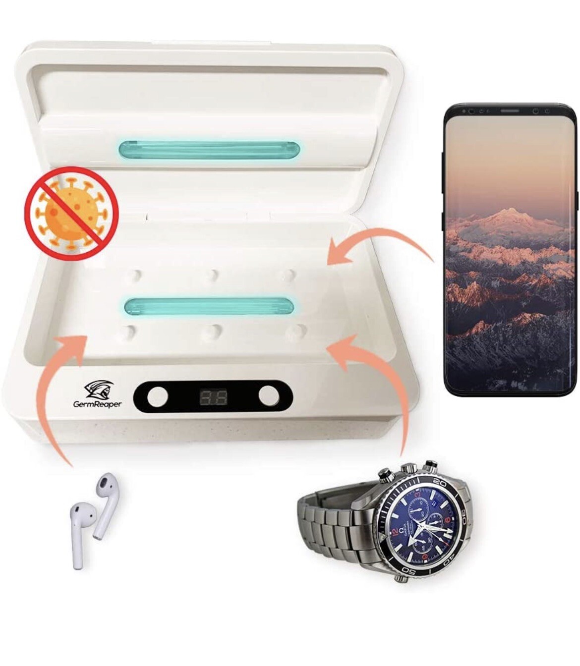 GermReaper UV Sanitizing Box To Kill Germs Clean Phone, Headphones, And Tools