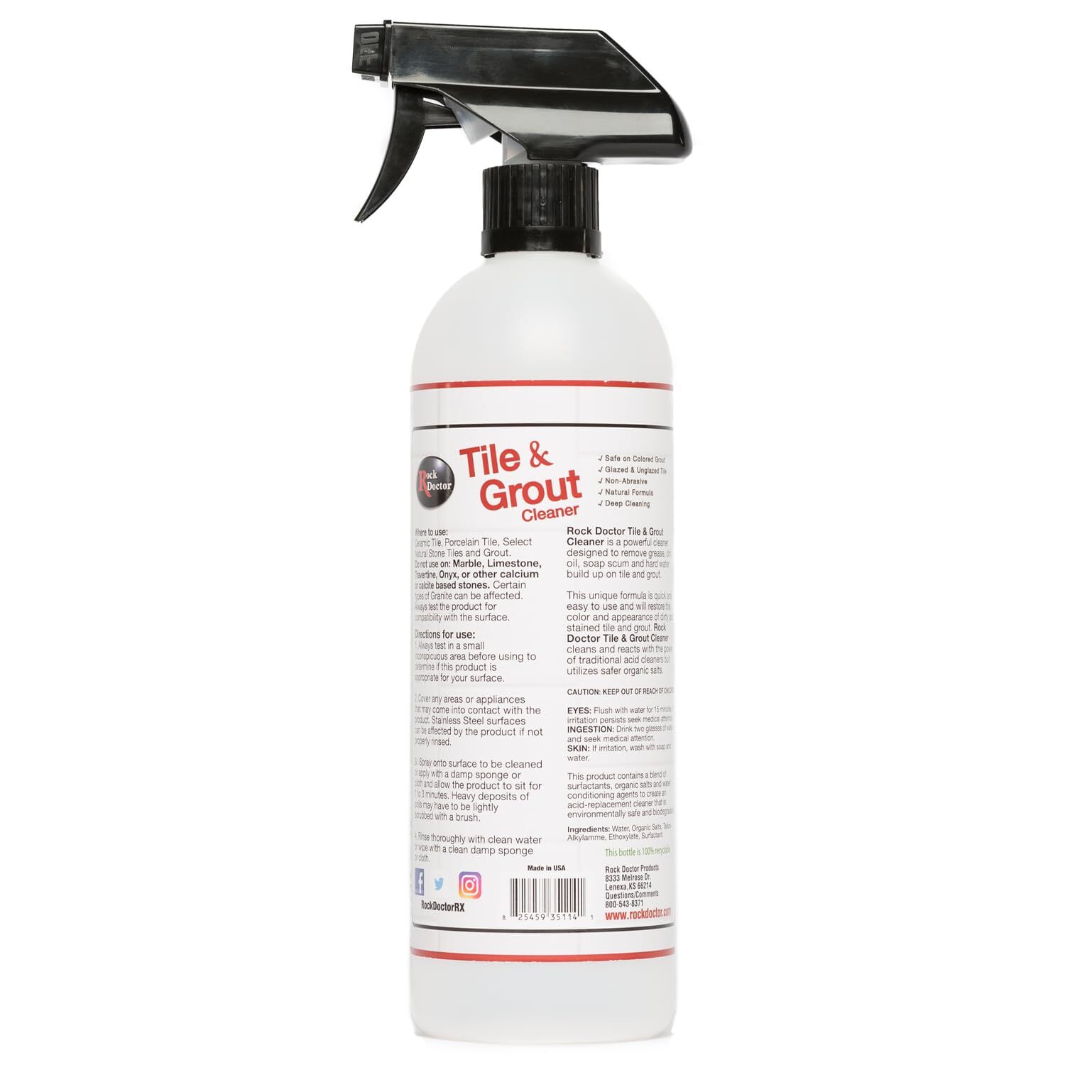 Rock Doctor Heavy Duty Tile Grout Cleaner 24 Fl Oz Non Abrasive Deep Clean