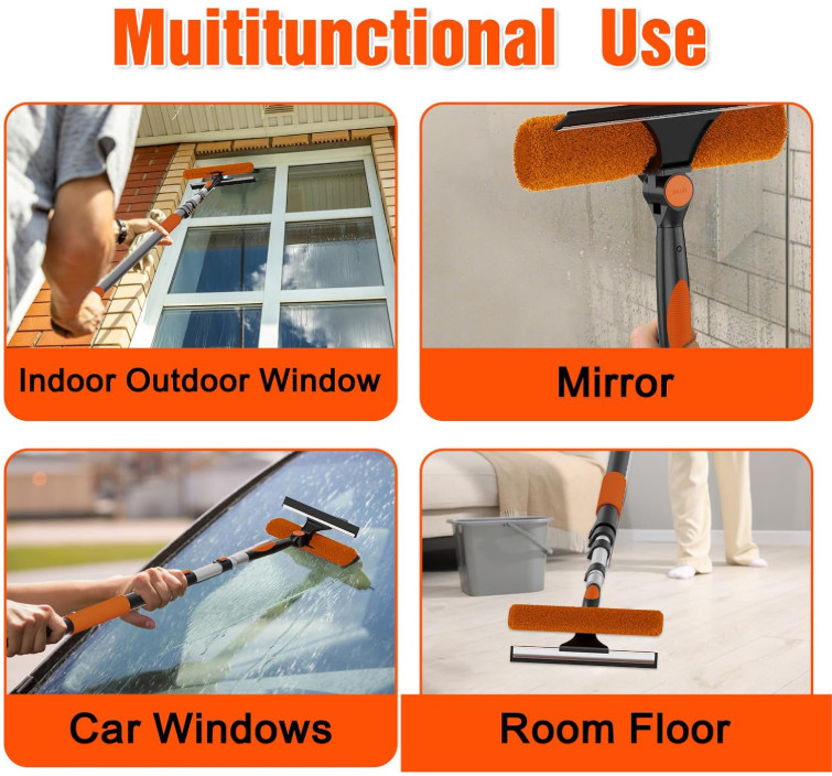 Kit Limpiavidrios 25 Pies con Poste Extensible para Ventanas Altas