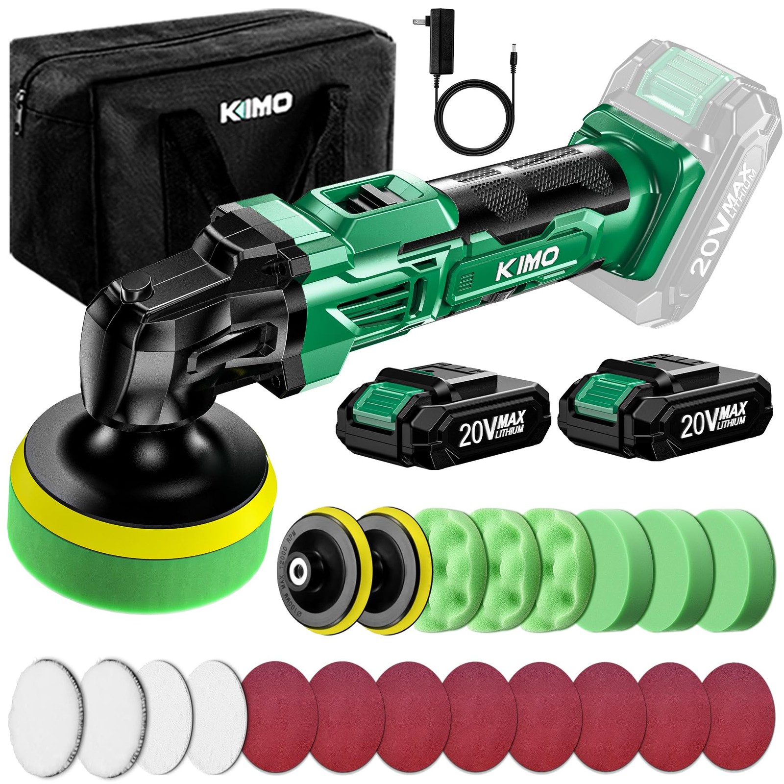 20V Cordless Buffer Polisher Kit, 25Pcs Polishing Kit, 6 Speeds to 6000RPM Co…