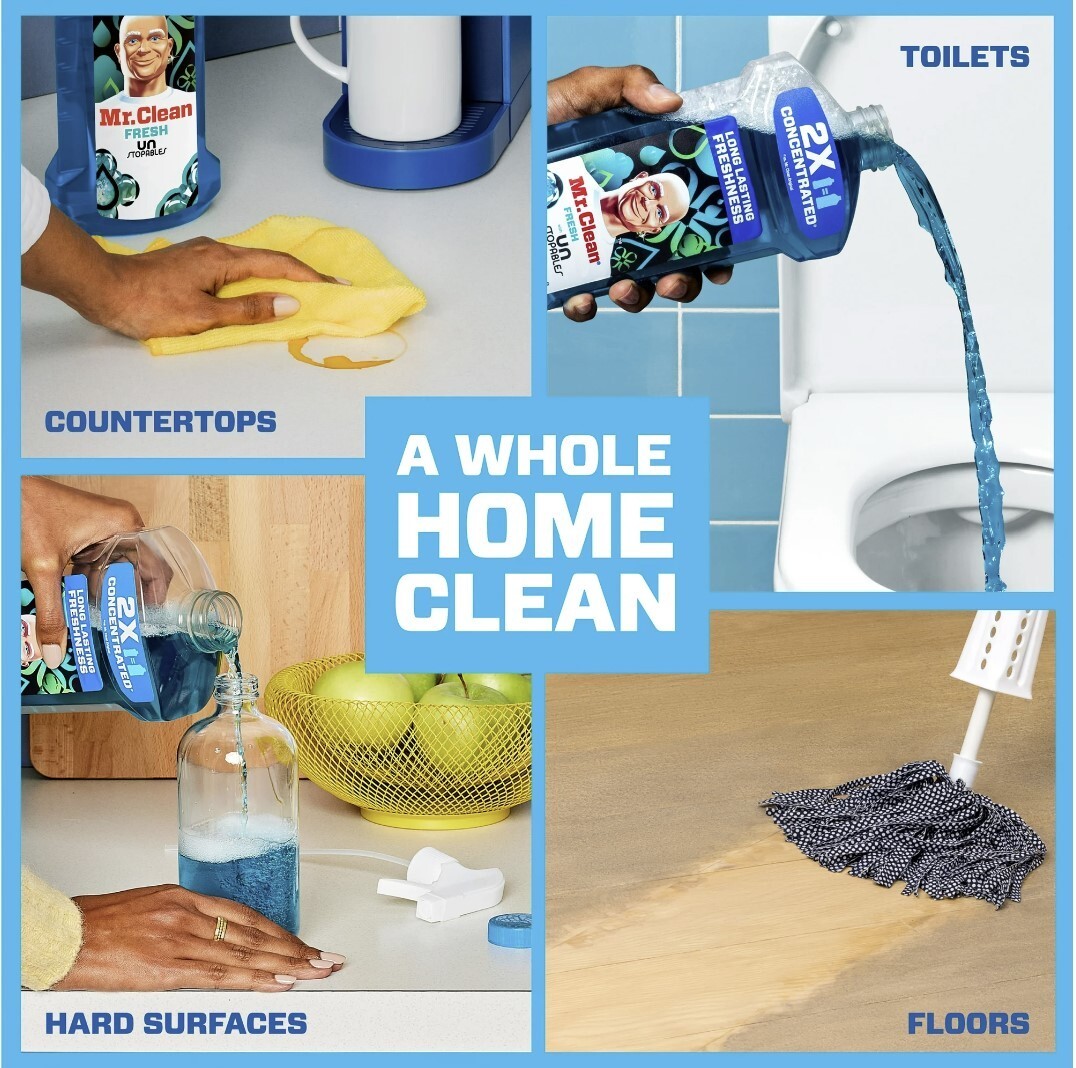 Mr. Clean 2X Concentrated Multi Surface Cleaner with Unstopables Fresh Scent …