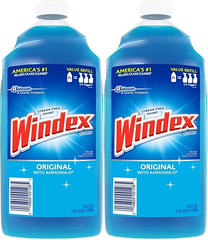 2 Jumbo Windex Refill Glass Window Cleaner ORIGINAL Blue Ammonia-D 67.6-OZ. 2 L