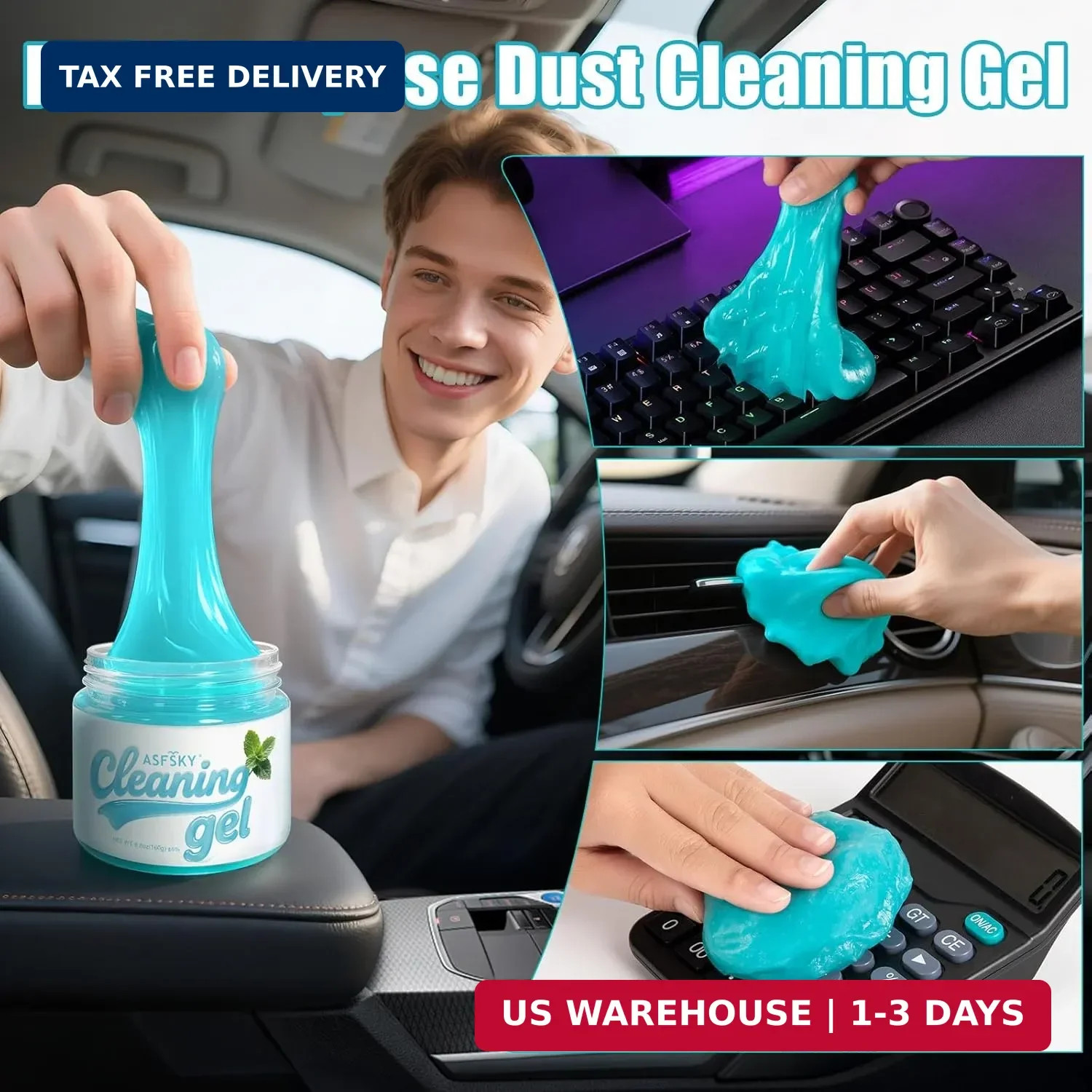 ASFSKY Car Cleaning Gel (Blue,Mint) Cleaning Putty Universal Dust Cleaning Car I