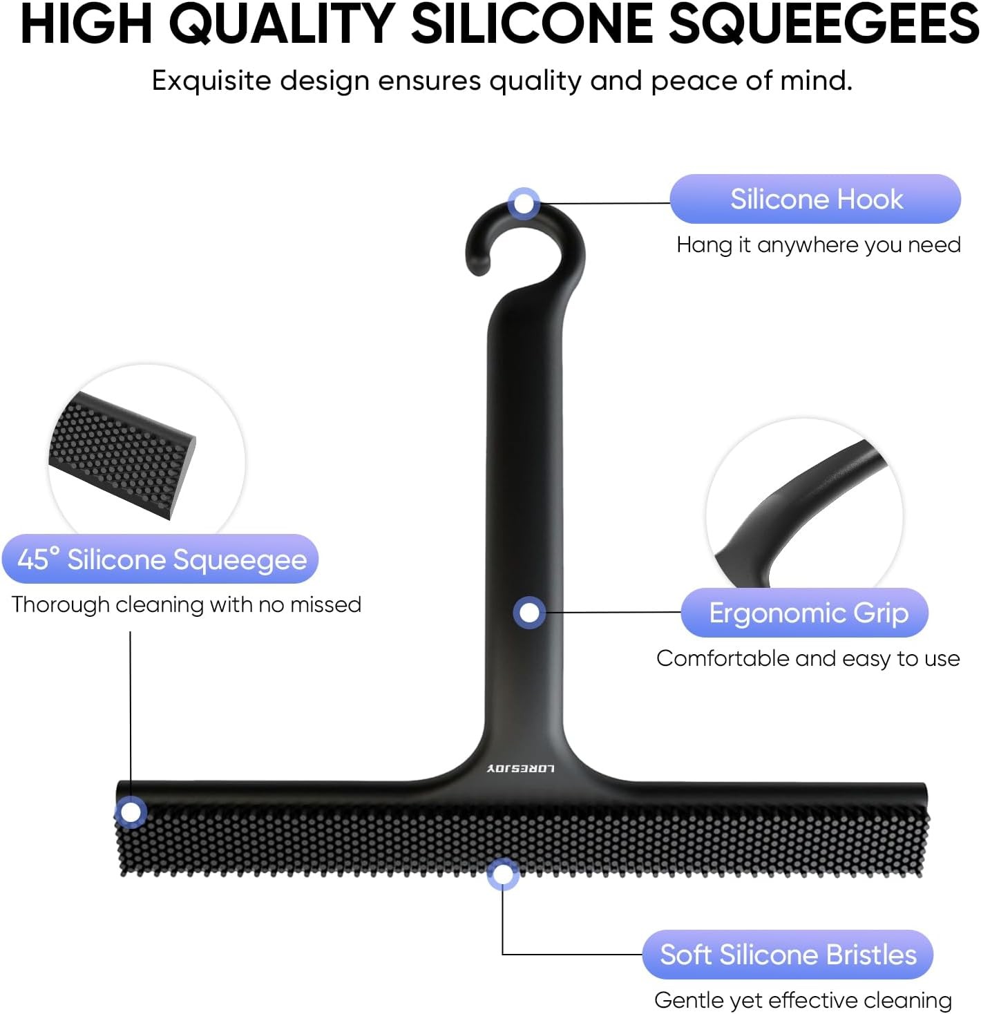 Shower Squeegee for Shower Glass Door Bathroom Accessories, Dual Head Wiper