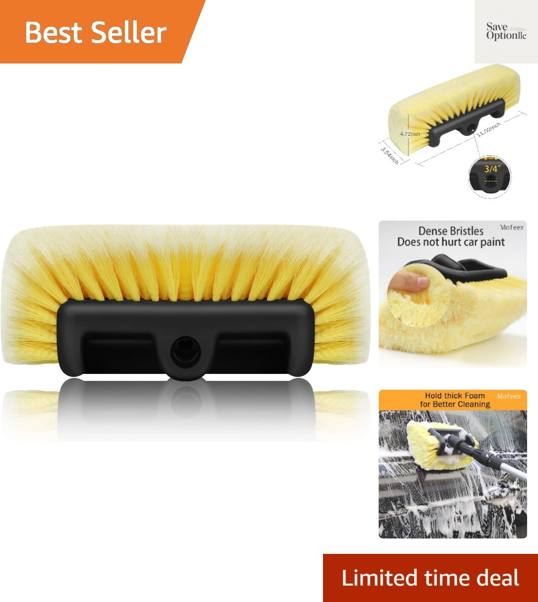 10″ Car Wash Brush with Soft Detailing Bristle, Flow-Thru Dip Brush for Car B…