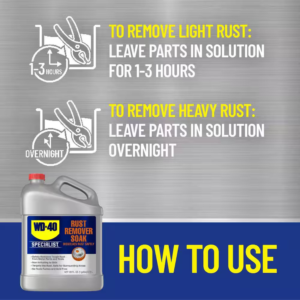 1 Gal. Rust Remover Soak, Dissolves Rust Safely, Biodegradable