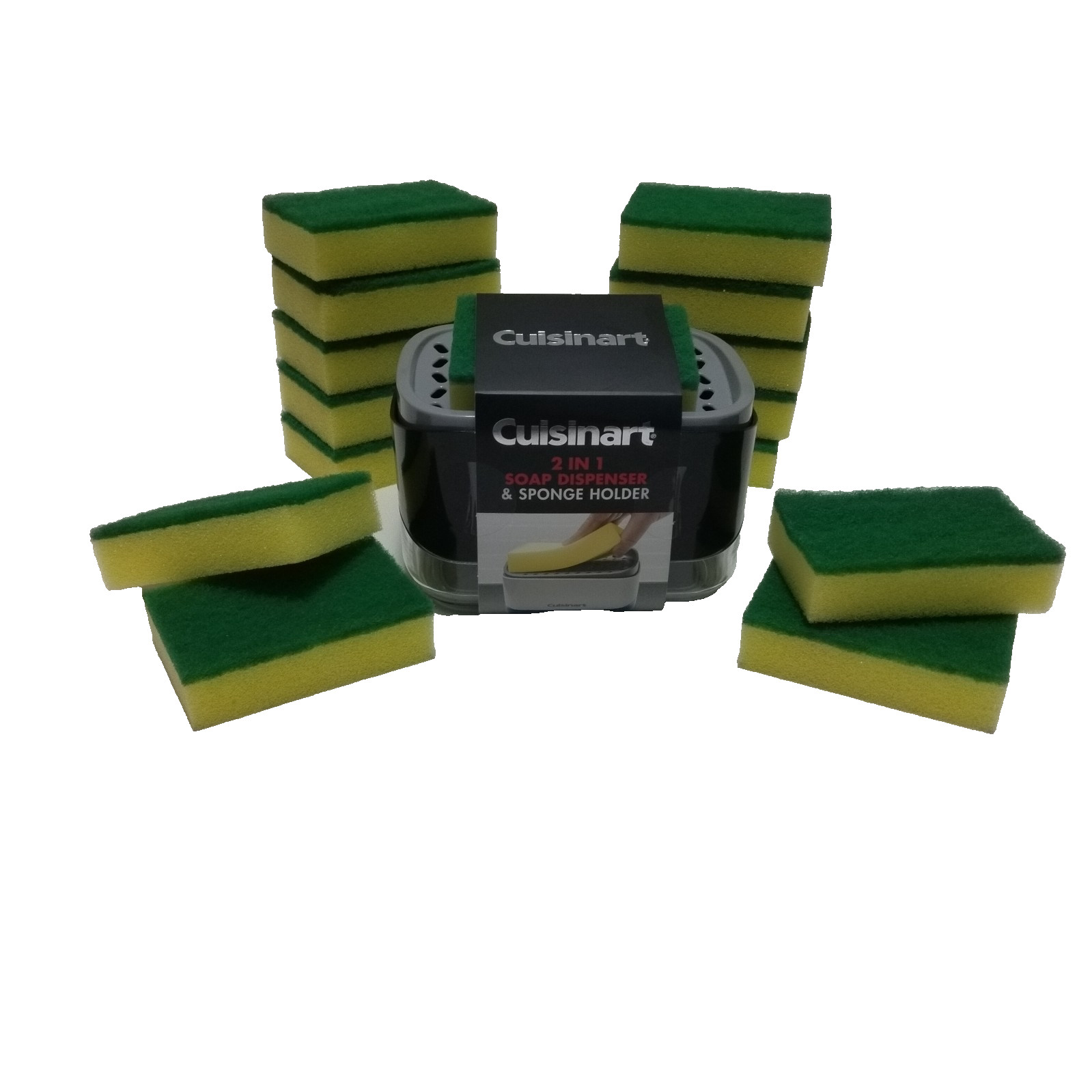 Cuisinart 2 in one soap dispenser and sponge holder includes 15 Scrub Sponges