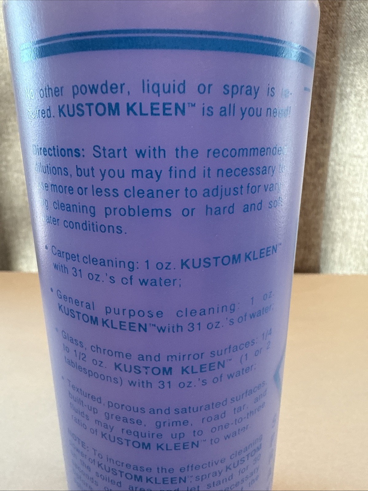 Kustom Kleen Fully Concentrated Cleaner 1 Quart Bottle Spray On Wipe Off Custom