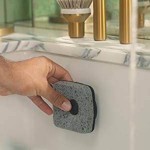 Ionic Non-Scratch Kitchen Sponge with Magnetized Holder, Dual Sided Cellulose