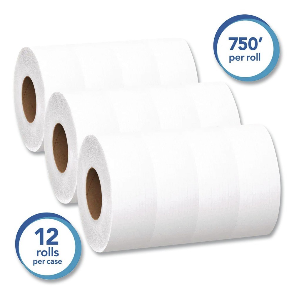 Scott 07304 3.55 in. x 750 ft. 2-Ply Extra Soft JRT – White (12/Carton) New