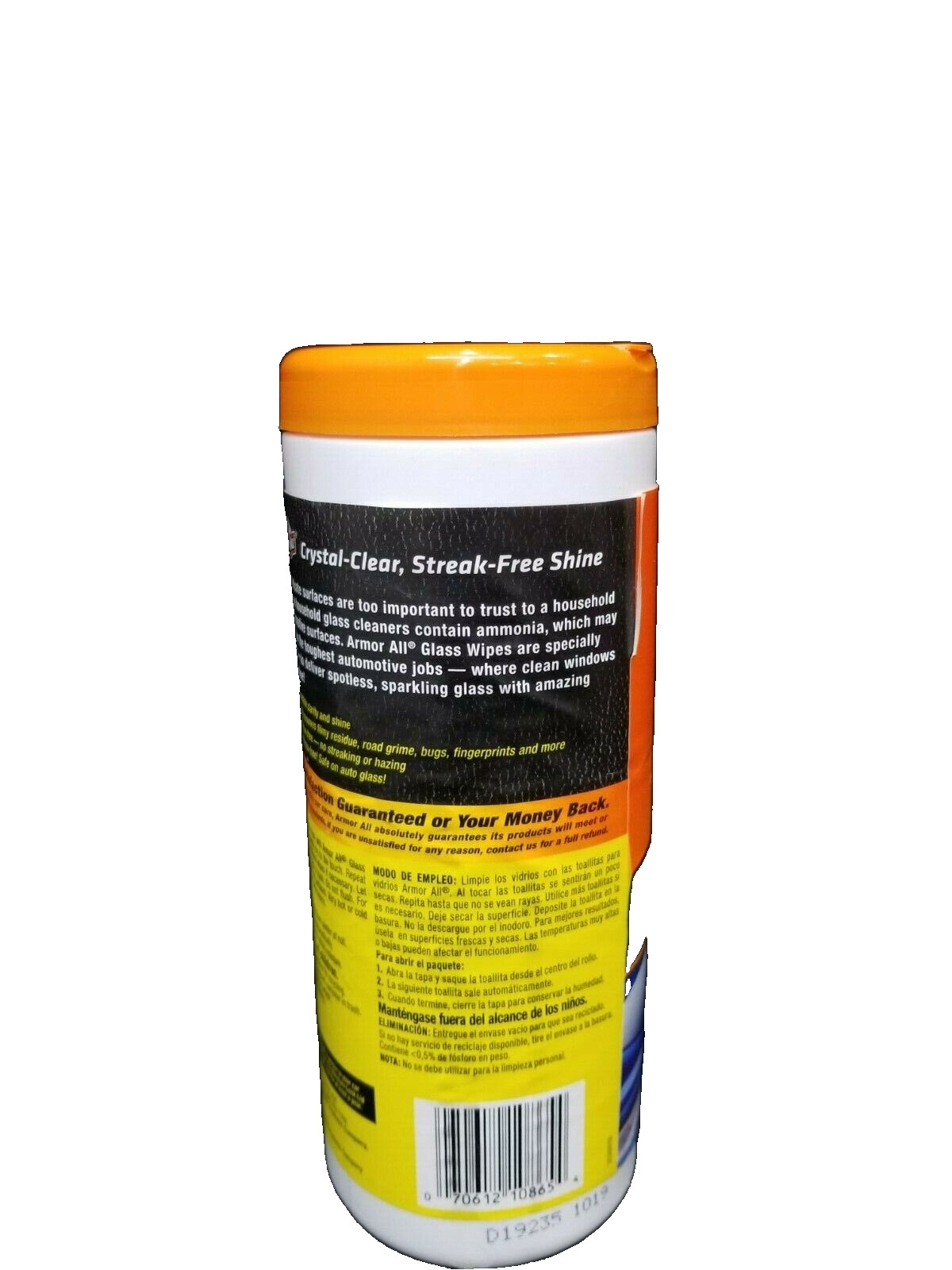 Armor All 10865 Glass Cleaner Wipe Plastic Canister- 25 Sheets ea. *(2-PACK)*