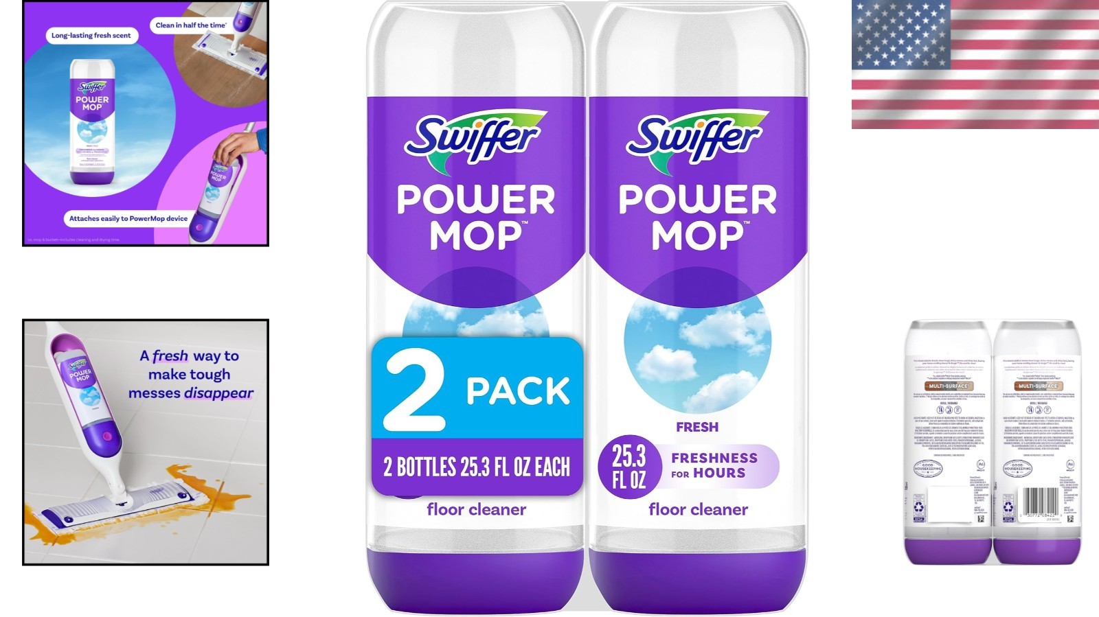 Swiffer Power Mop Refill Solution -All Purpose Multi-Surface Floor Cleaner Fr…