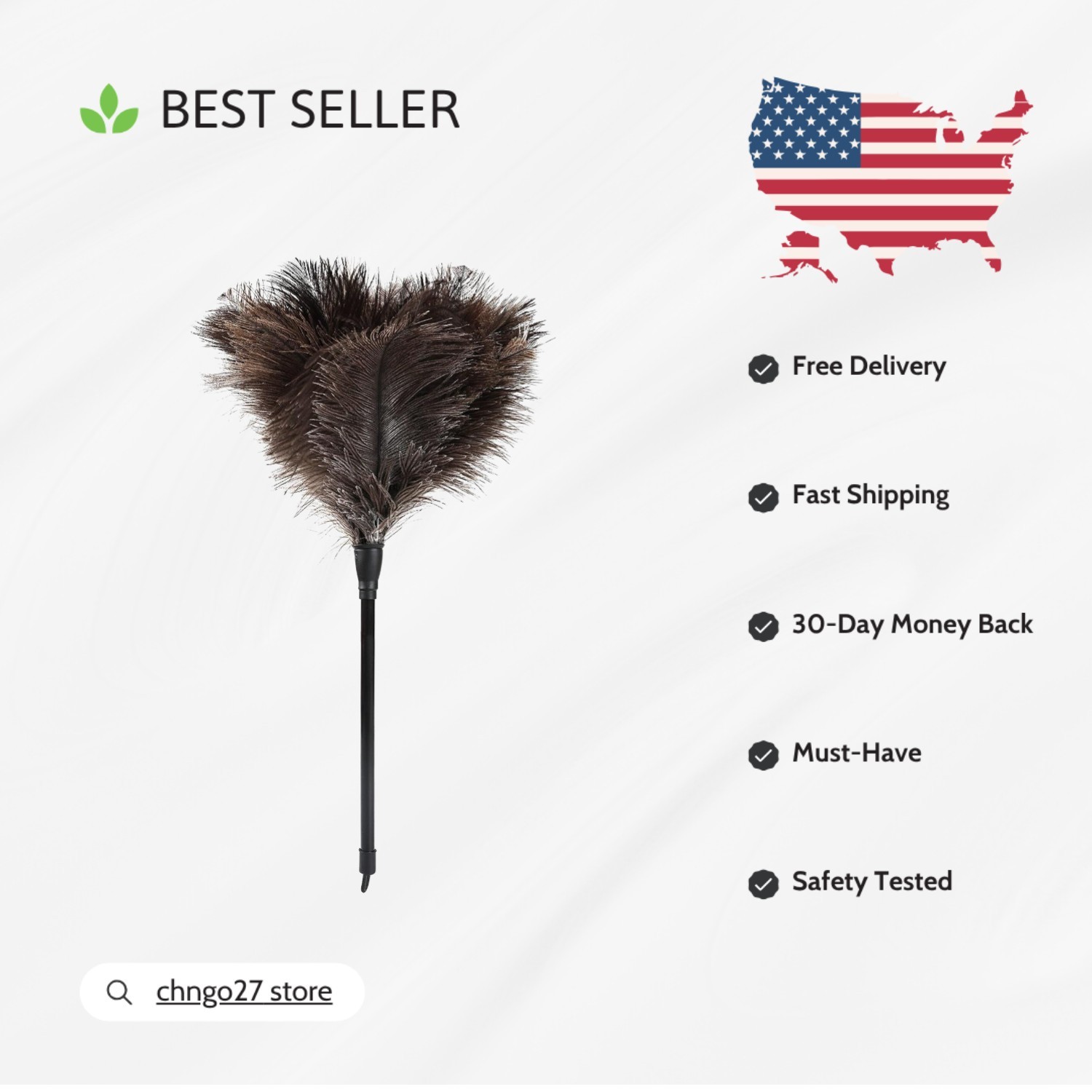 Fluffy Mini Ostrich Feather Duster 14.9-Inch – Perfect for Delicate Surfaces