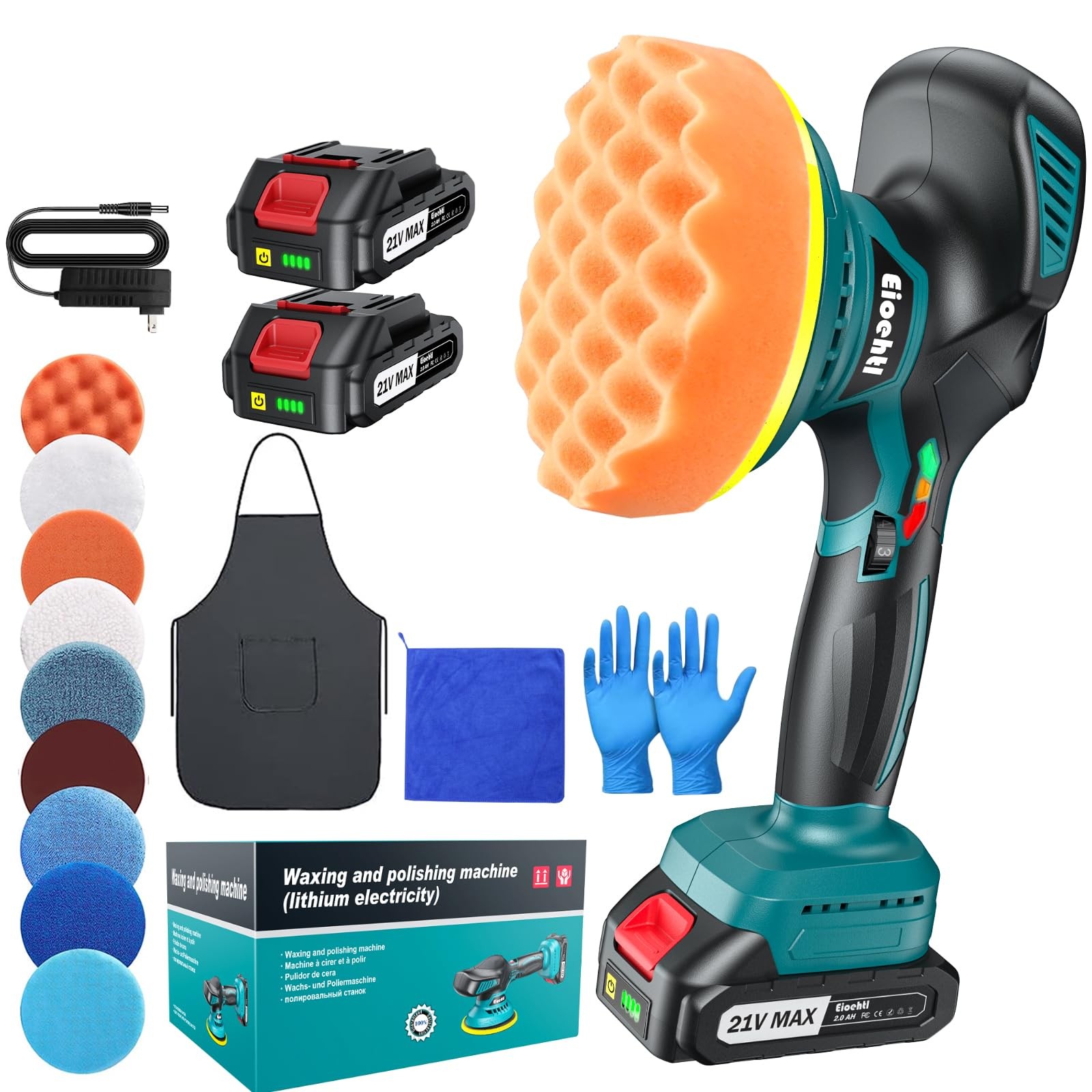 Cordless Car Buffer Polisher Kit, 6″ Dual Action Random Orbital Polisher, 6 V…