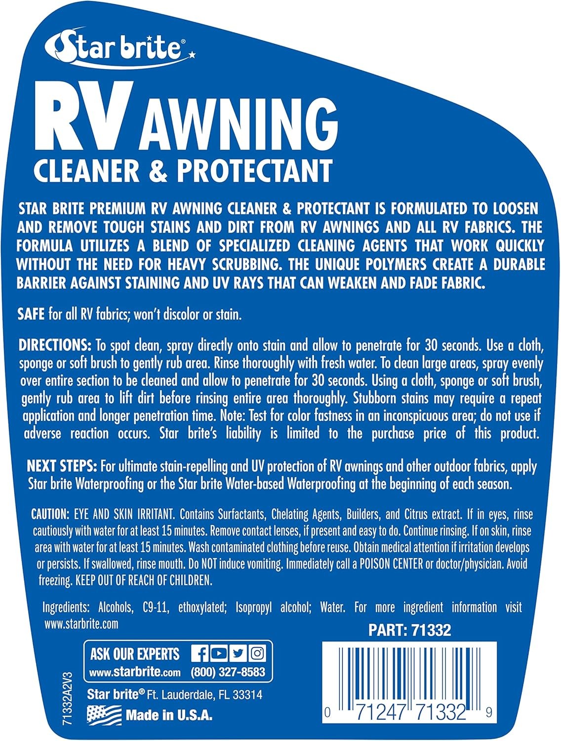 Star brite 32 oz Premium RV Awning Cleaner and Protectant for Tough Stains