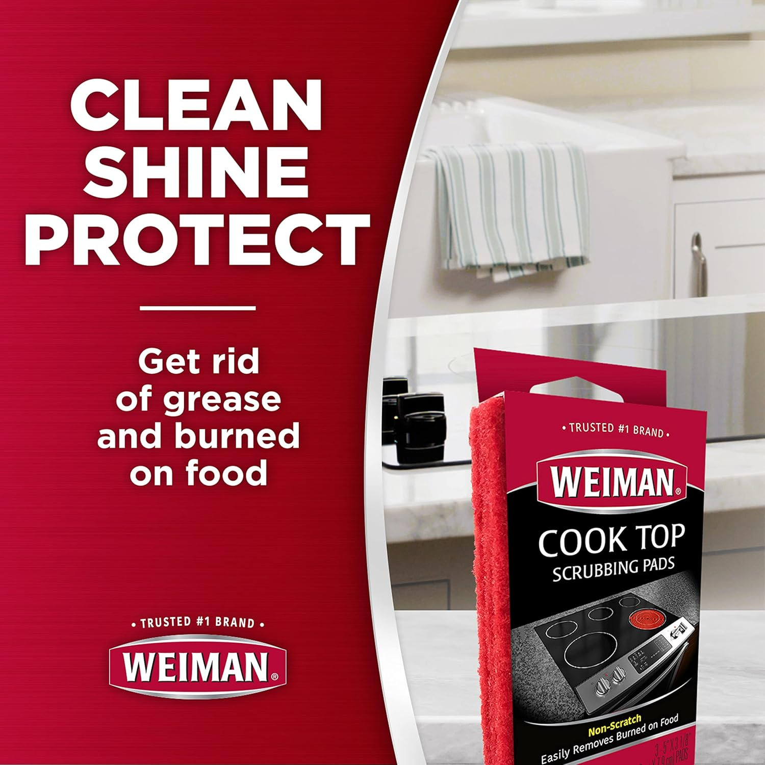Weiman Cook Top Scrubbing Pads, 3 Count, 2 Pack Cuts Through the Toughest Stains