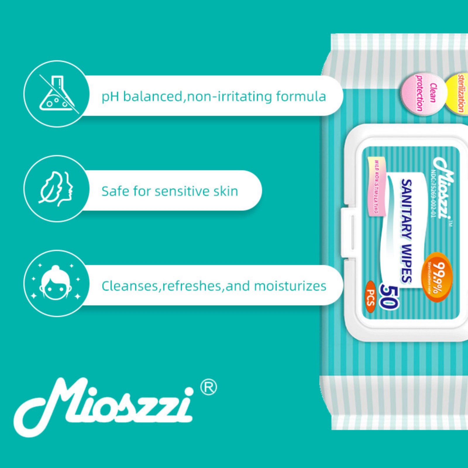 Mioszzi Multi-Surface Cleaning Wipes for Office Desk，Quick Dry ，Electronics Safe
