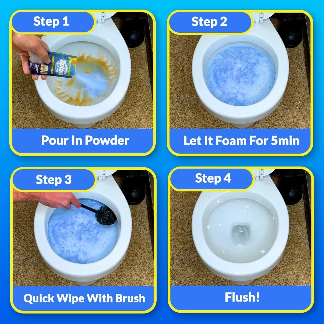 2X Splash Foam Toilet Cleaner Self Activating Cleaning Powder Exp 05-27+