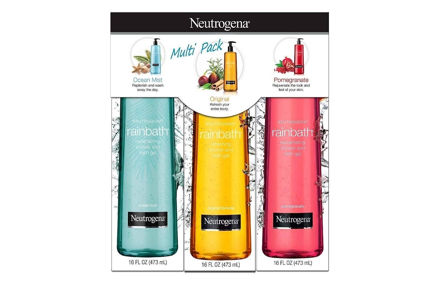 Neutrogena Rainbath Multi-Pack of 3, 1 Original Formula, 1 Pomegranate and 1 O