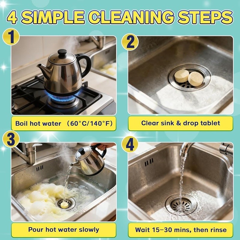 Garbage Disposal Cleaner Tablets Deep Clean Lemon Fresh Sink Drain Deodorizer US