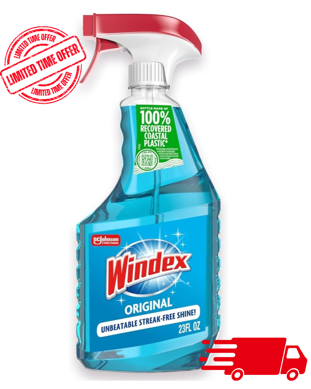 Windex Glass and Window Cleaner Spray Bottle, Original Blue, 23 fl oz