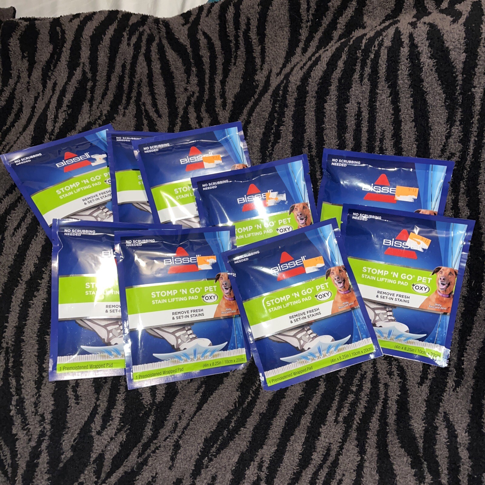 9 Bissell Stomp ‘N Go Pet Lifting Pads + Oxy for Stain Removal on Carpet & Rugs