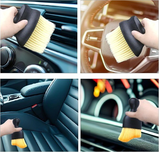 4 Pcs Auto Interior Dust Brush Set Soft Bristles Detailing Brush Color: Yellow