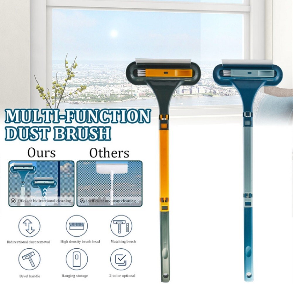 2-in-1 Window & Glass Cleaning Set-Squeegee and Mesh Brush Combo for Home, Car