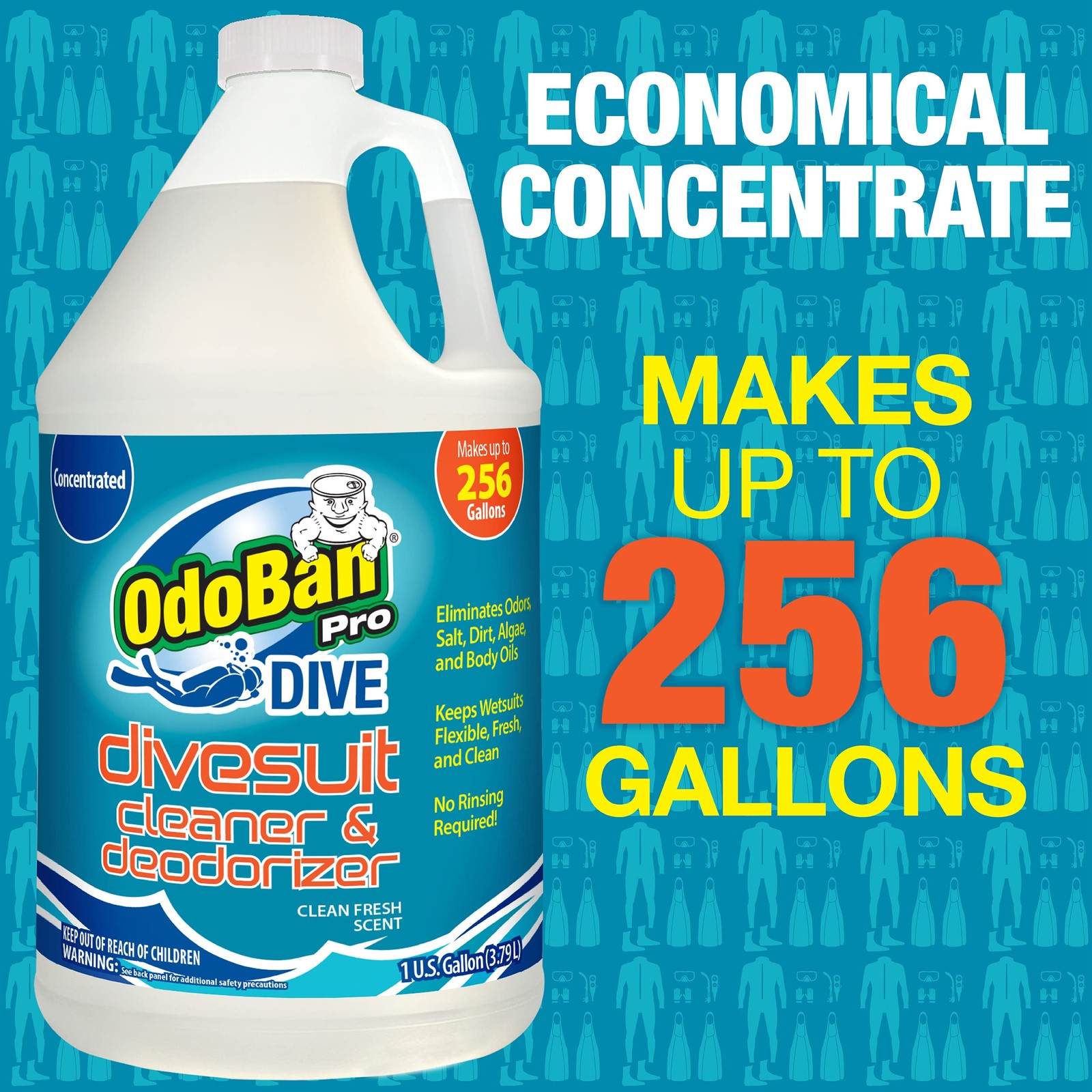 Odoban No Rinse Wetsuit Cleaner Concentrate 128Oz Dive Gear Fresh Scent