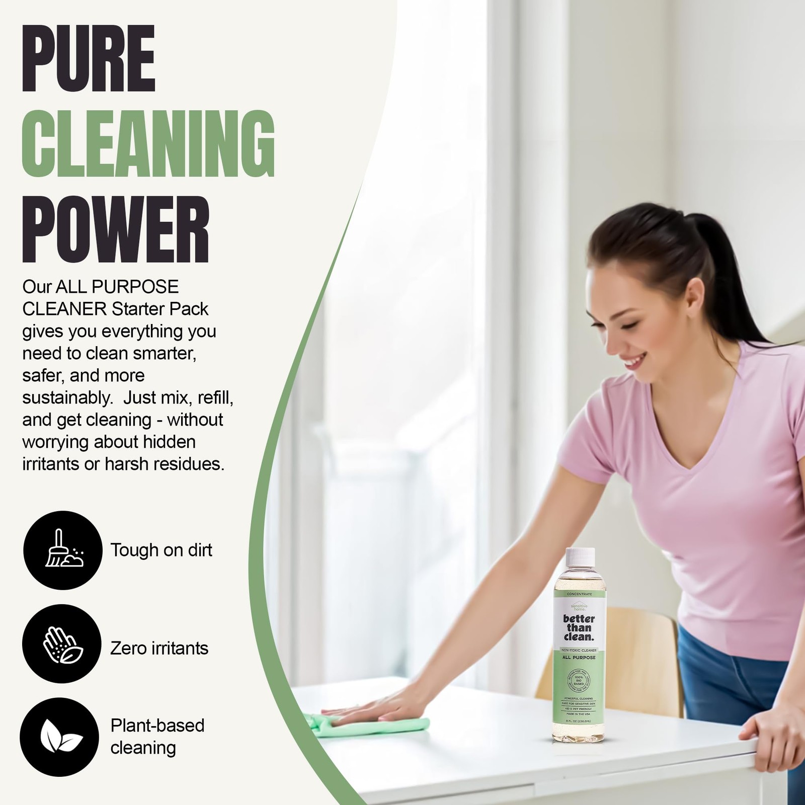 Unscented All Purpose Cleaner Concentrate – Plant-Based, Non-Toxic, Multi-Sur…