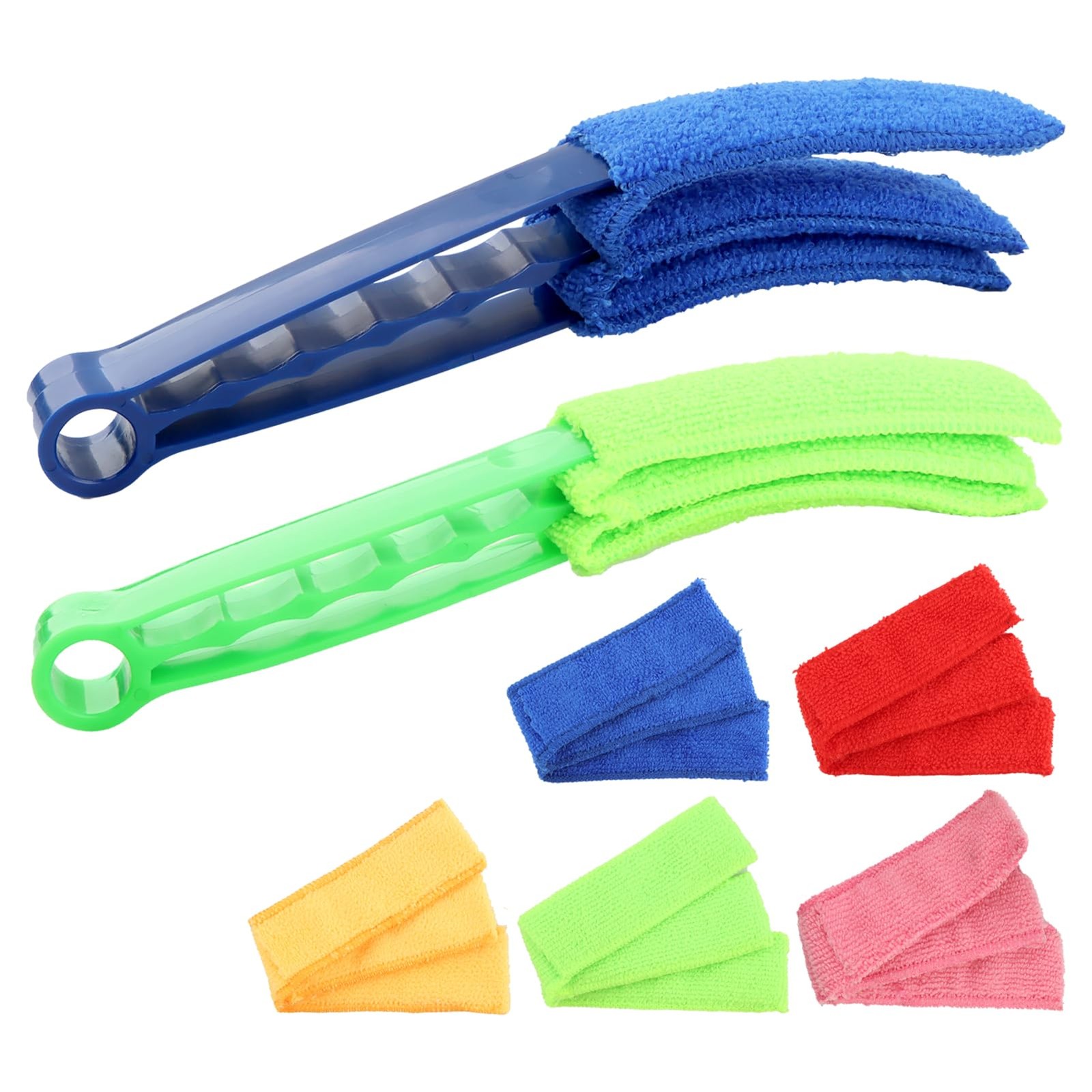 2 Pack Window Blind Cleaner Groove Gap Duster Brush with 5 Microfiber Sleeves