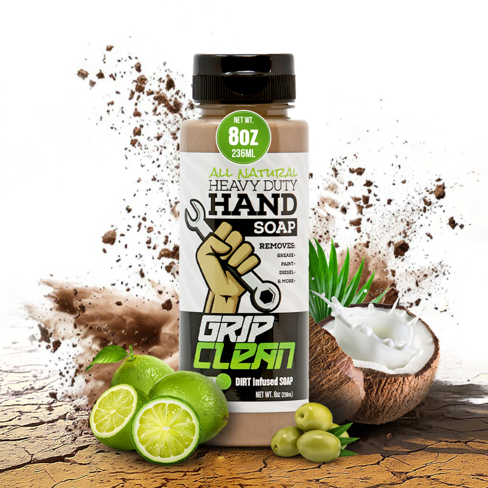 Grip Clean Heavy Duty Hand Cleaner for Mechanics – Pumice & Clay Infused Soap