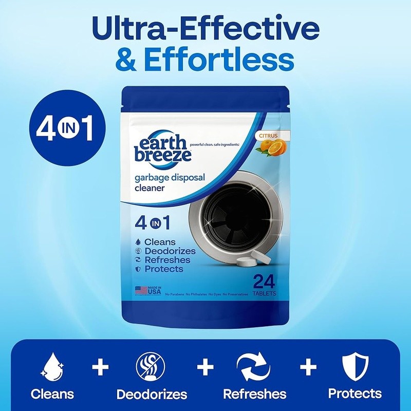 4-in-1 Garbage Disposal Cleaner Odor Neutralizer Citrus Scent USA Made Easy Use